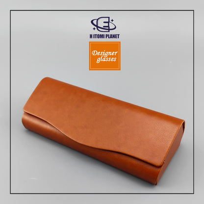 Vintage Brown PU Leather Eyeglasses Case – High-Quality, Hard Shell, Pressure-Resistant, Large Capacity for Optical Glasses and Sunglasses