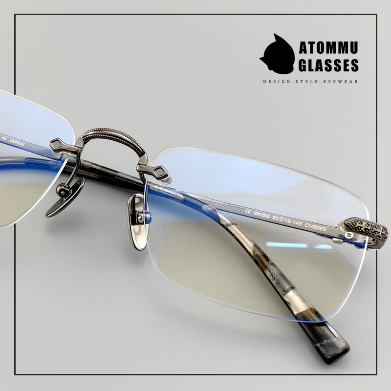 Chrome Hearts Style Rimless Glasses - Premium Acetate Temples & Pure Titanium Frame - EO - 8085