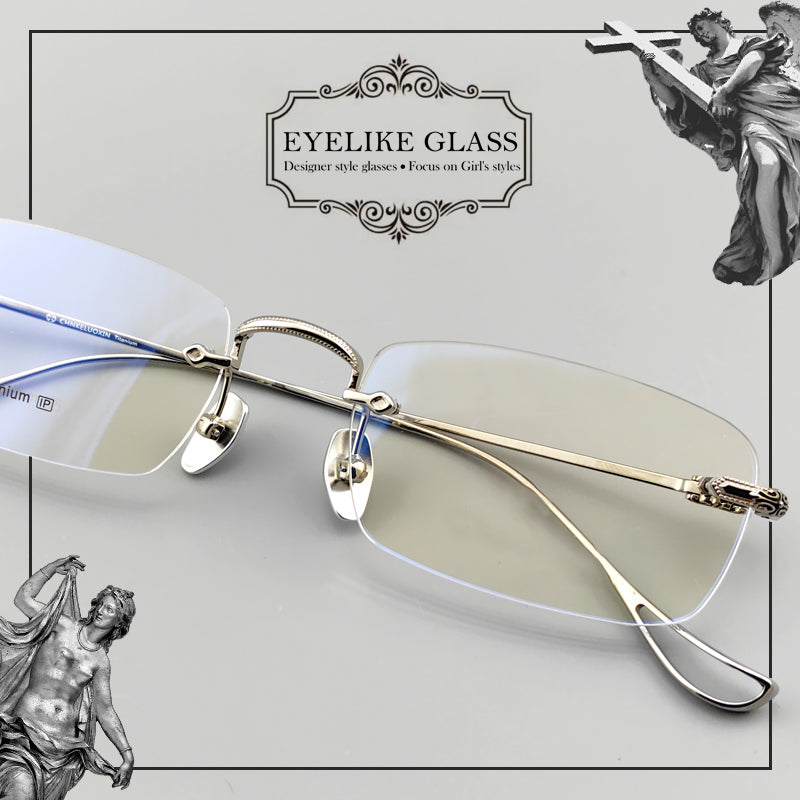 Gothic-Style Rimless Pure Titanium Glasses | Unisex Chrome Hearts-Inspired Frames - EO-637