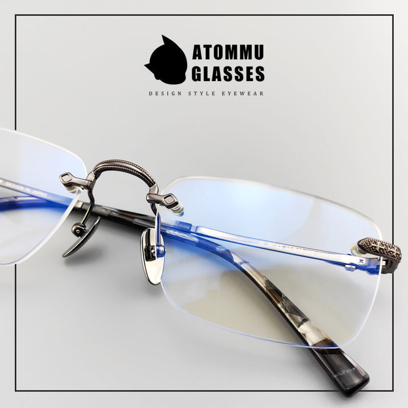 Chrome Hearts Style Rimless Glasses - Premium Acetate Temples & Pure Titanium Frame - EO - 8085