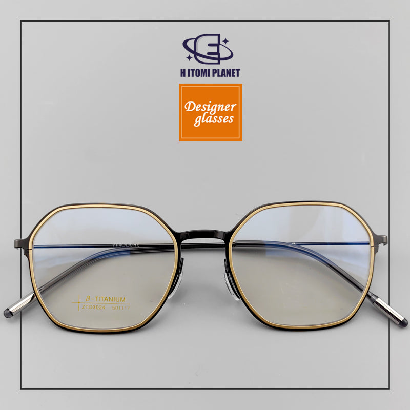 Rectangular Full-Frame Glasses | Beta Titanium Frame & Retro Style - EO-3024