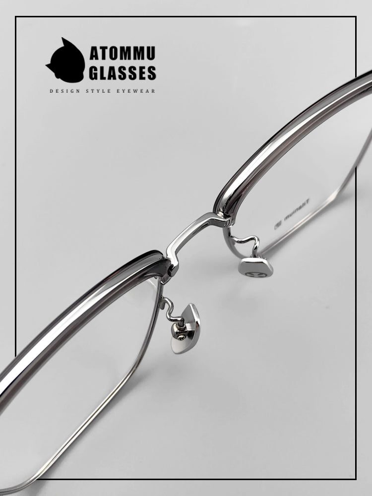 Classic Titanium Browline Eyeglasses: Precision Craftsmanship with Accordion-style Temple Arms - EO-722