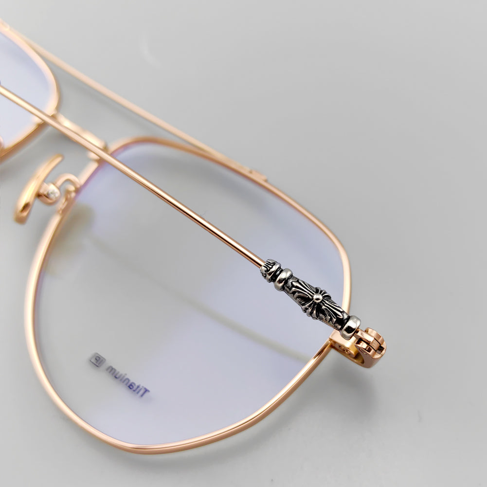 Retro Pilot Optical Eyeglass Frames - Vintage Style with Unique Cross Logo Design - EO-685