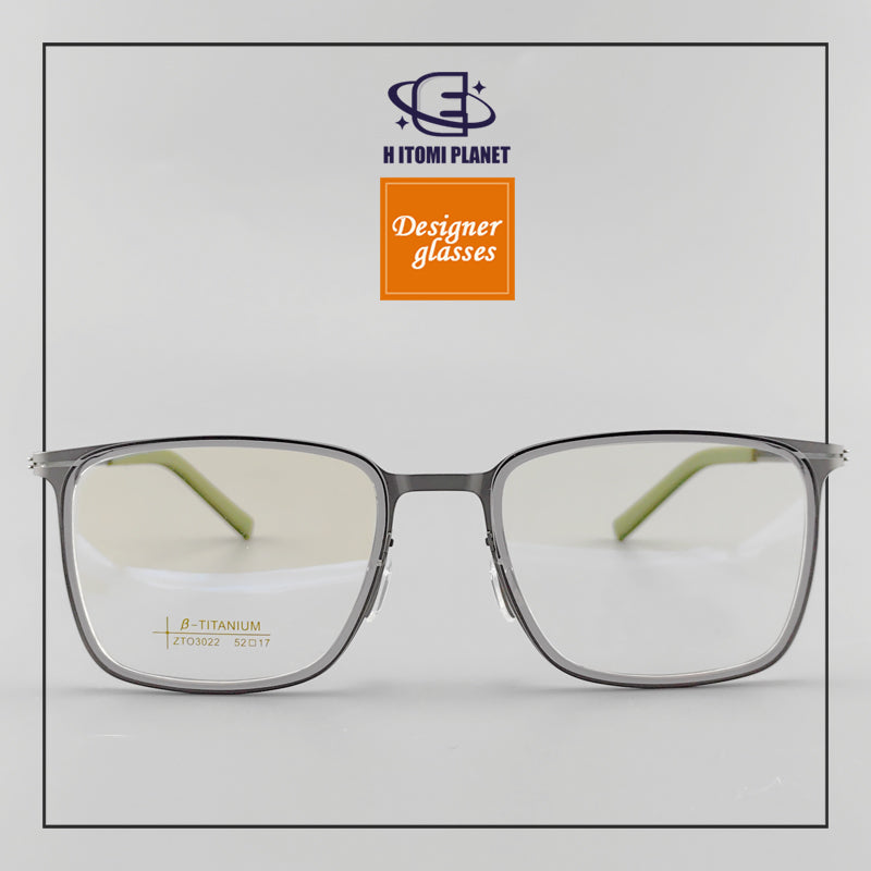 Rectangular Full-Frame Beta Titanium Glasses - Lightweight, Screwless Design, Wide Vision - EO - 3022