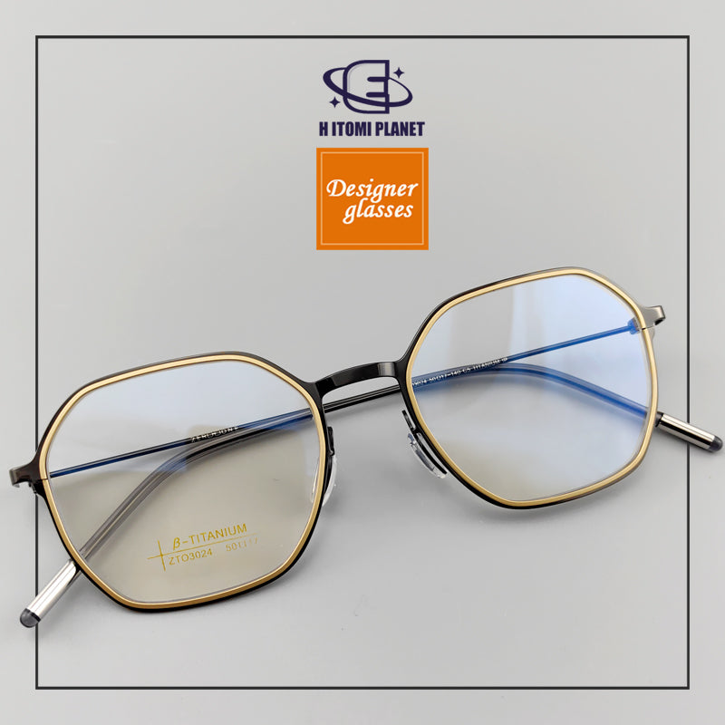 Rectangular Full-Frame Glasses | Beta Titanium Frame & Retro Style - EO-3024