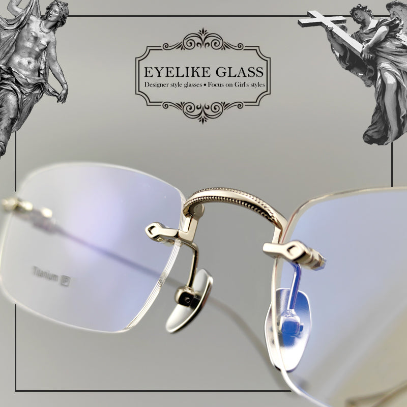 Gothic-Style Rimless Pure Titanium Glasses | Unisex Chrome Hearts-Inspired Frames - EO-637