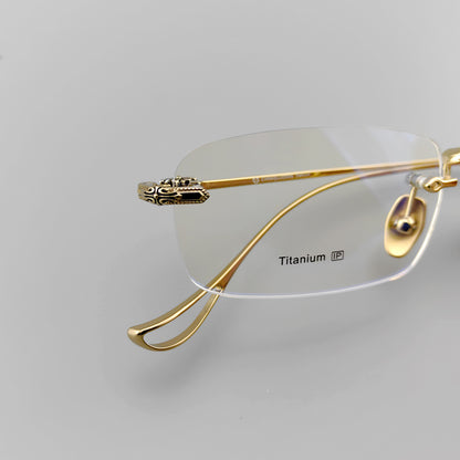 Designer Pure Titanium Rimless Eyeglasses - EO-637