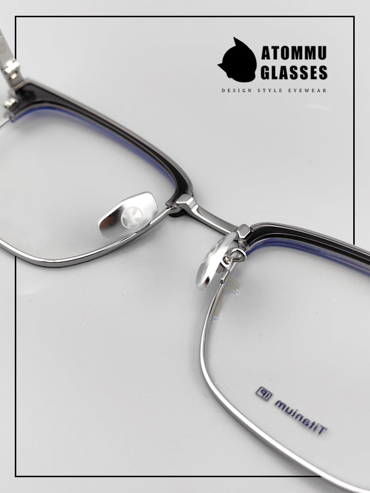 Classic Titanium Browline Eyeglasses: Precision Craftsmanship with Accordion-style Temple Arms - EO-722