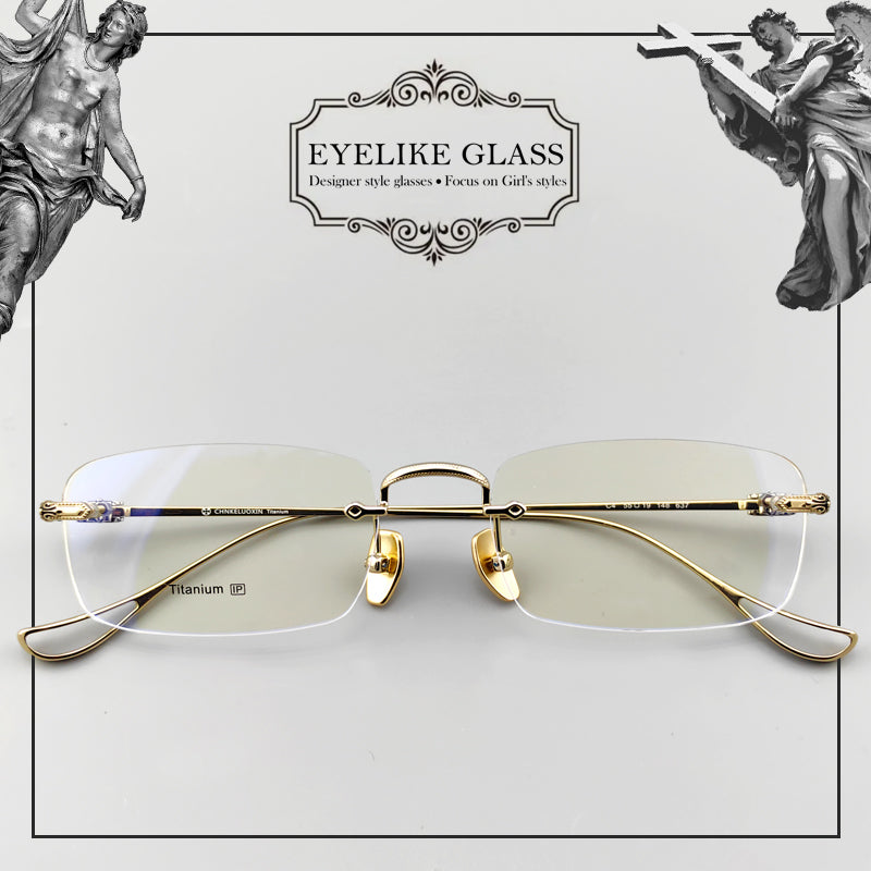 Gothic-Style Rimless Pure Titanium Glasses | Unisex Chrome Hearts-Inspired Frames - EO-637