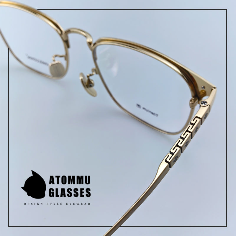 Premium Browline Titanium Eyeglasses: Browline Design with Accordion-style Temple Arms - EO-622