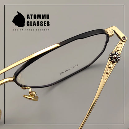 Vintage Aviator Optical Frames: Retro Eyeglasses with Unique Cross Logo Design - EO-717