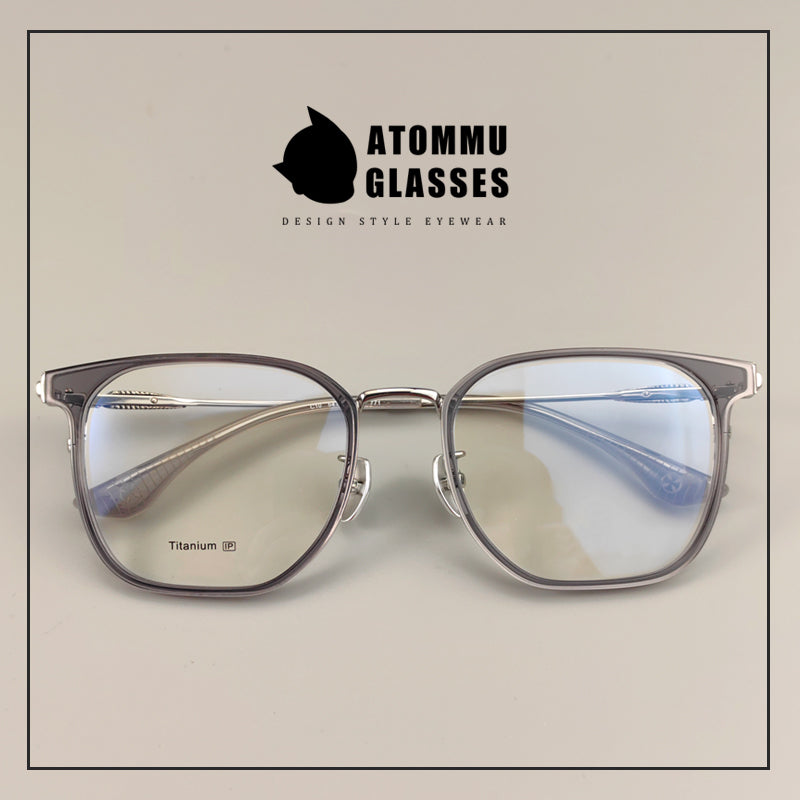 Classic titanium brow full-frame glasses with customizable optical lenses and anti-blue light lenses - EO-771