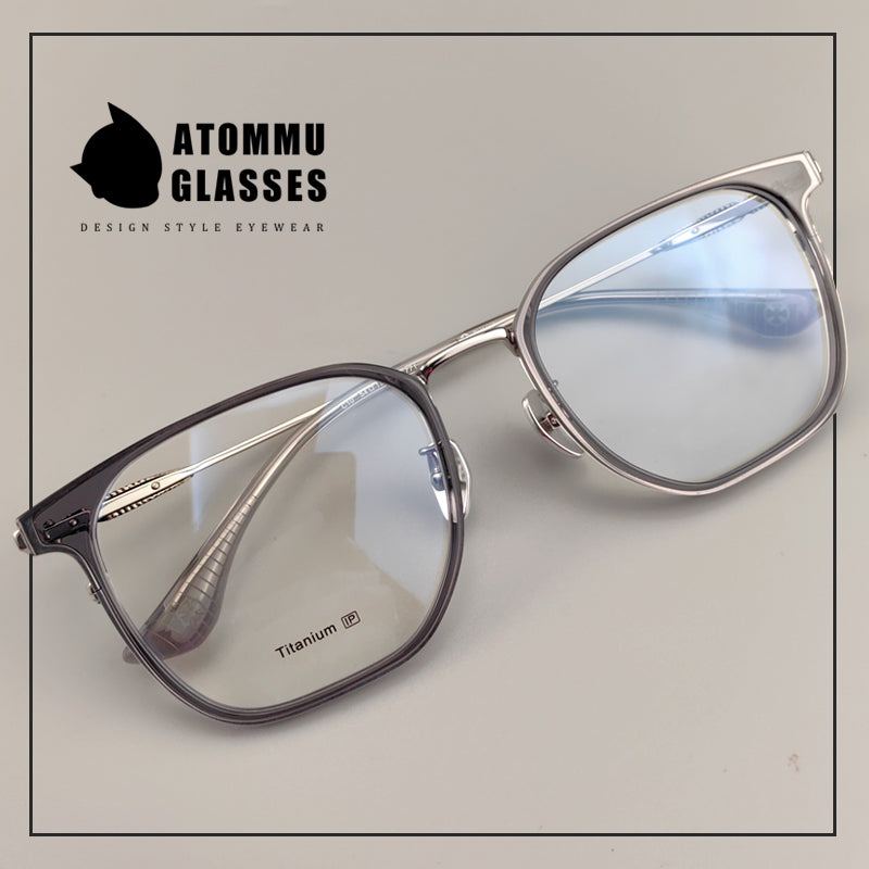 Classic titanium brow full-frame glasses with customizable optical lenses and anti-blue light lenses - EO-771