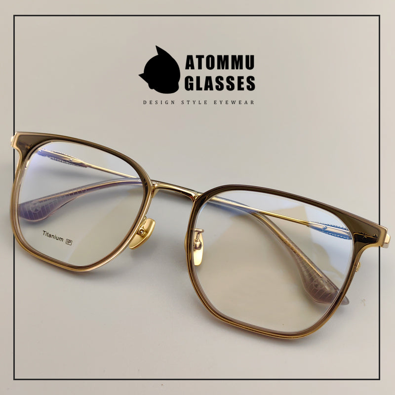 Classic titanium brow full-frame glasses with customizable optical lenses and anti-blue light lenses - EO-771