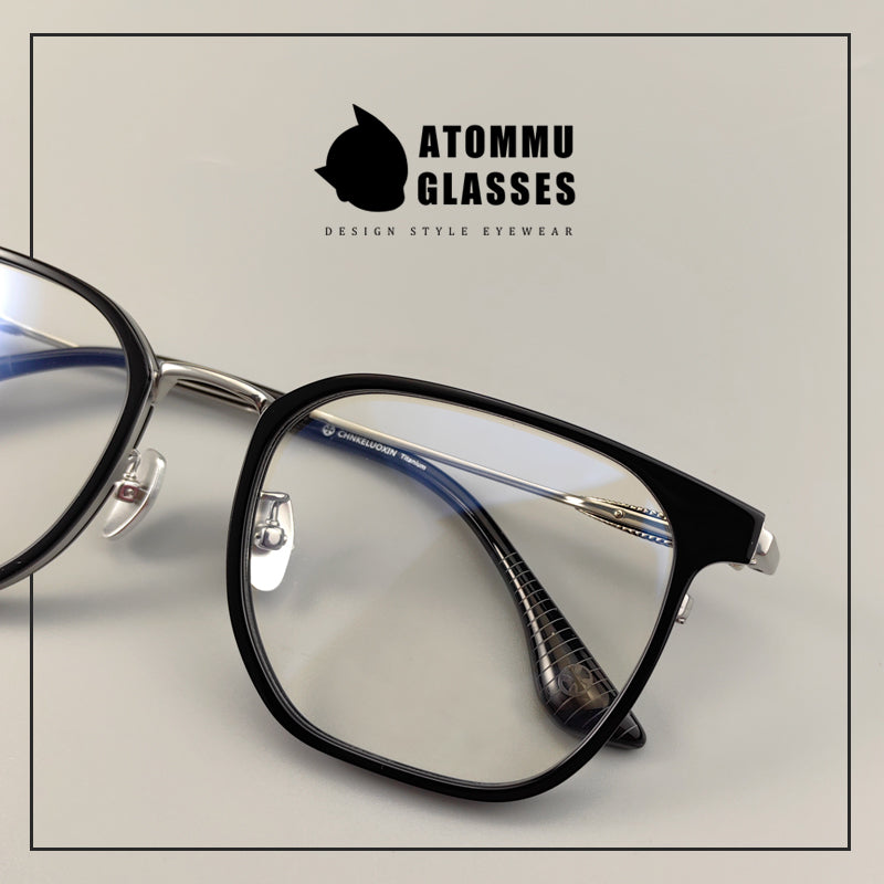 Classic titanium brow full-frame glasses with customizable optical lenses and anti-blue light lenses - EO-771