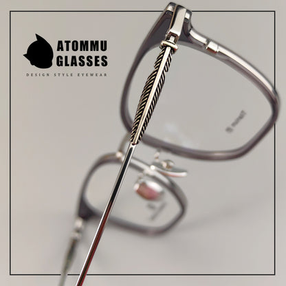 Classic titanium brow full-frame glasses with customizable optical lenses and anti-blue light lenses - EO-771