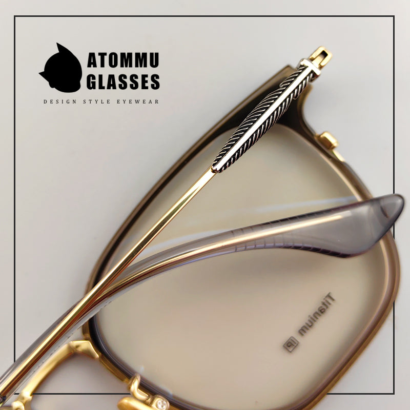 Classic titanium brow full-frame glasses with customizable optical lenses and anti-blue light lenses - EO-771