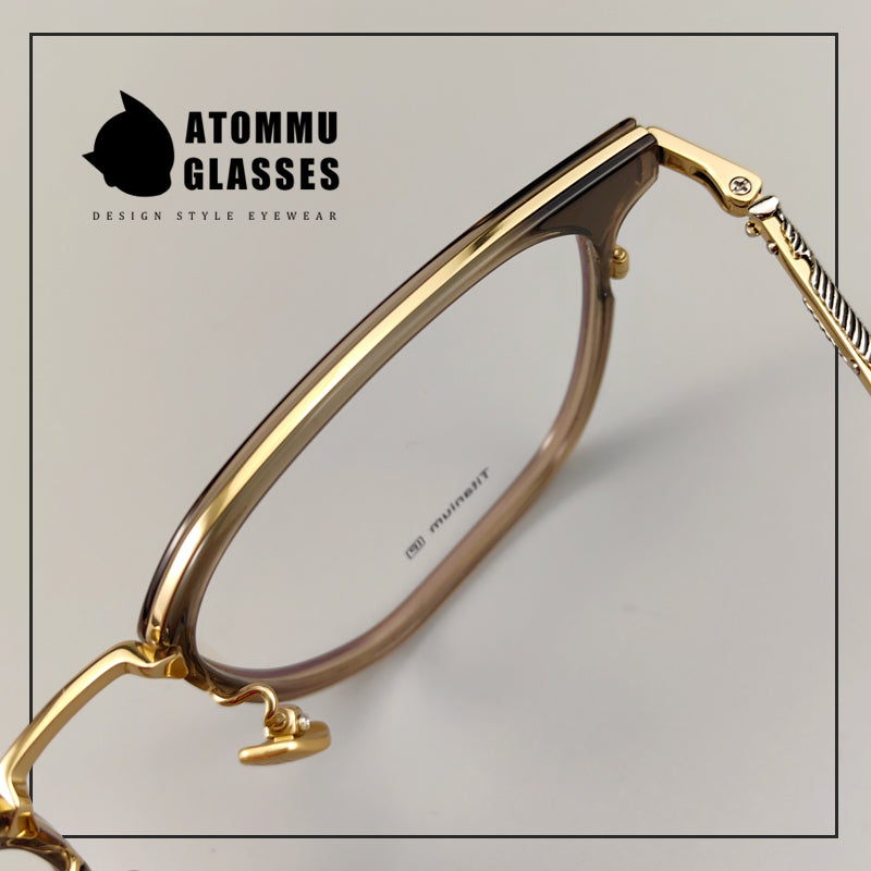 Classic titanium brow full-frame glasses with customizable optical lenses and anti-blue light lenses - EO-771