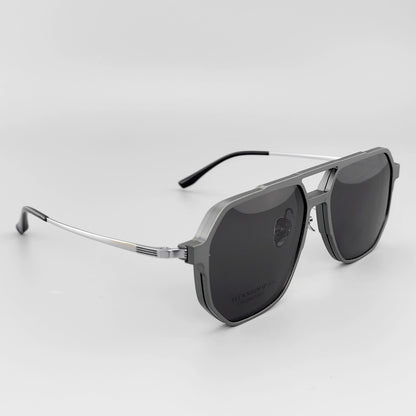 [Buy one get two] Titanium Magnetic clip-on aviator optical glasses with bonus sunglasses clip - EO-9906