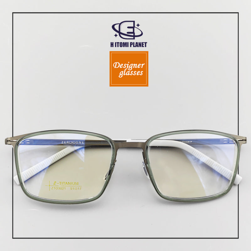 Rectangular Full-Frame Beta Titanium Glasses (EO-3021) - Lightweight, Screwless Design, Perfect for Smaller Faces