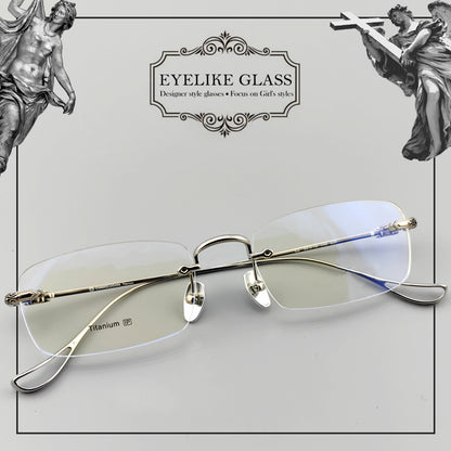 Gothic-Style Rimless Pure Titanium Glasses | Unisex Chrome Hearts-Inspired Frames - EO-637