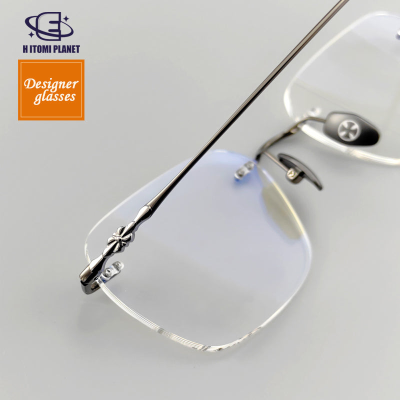 Chrome Hearts-Style Rimless Glasses | Lightweight Frameless Design for High Prescription Lenses | Vintage Artistic Look - EO-753