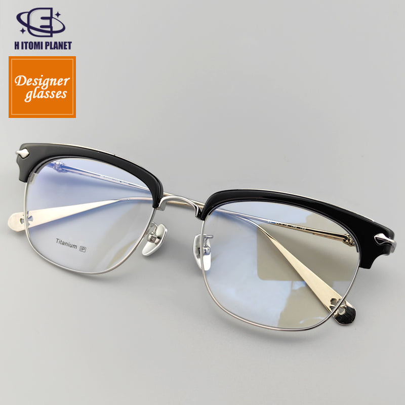 pure titanium & acetate Browline Eyeglasses EO-109