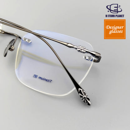 Chrome Hearts-Style Rimless Glasses | Lightweight Frameless Design for High Prescription Lenses | Vintage Artistic Look - EO-753