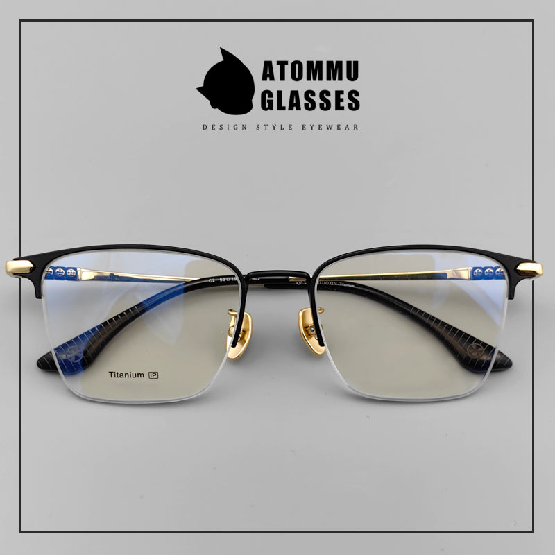 Same style as Chrome Hearts Half frame electroplated pure titanium Browline spectacle frame EO-502