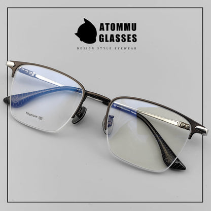 Same style as Chrome Hearts Half frame electroplated pure titanium Browline spectacle frame EO-502