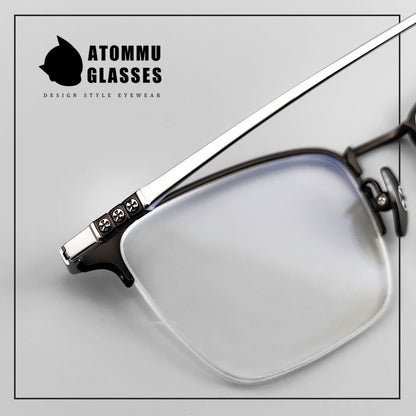 Same style as Chrome Hearts Half frame electroplated pure titanium Browline spectacle frame EO-502