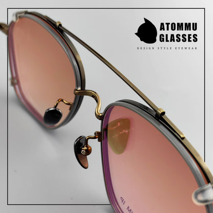 Pure titanium retro clip-on glasses EO-1565