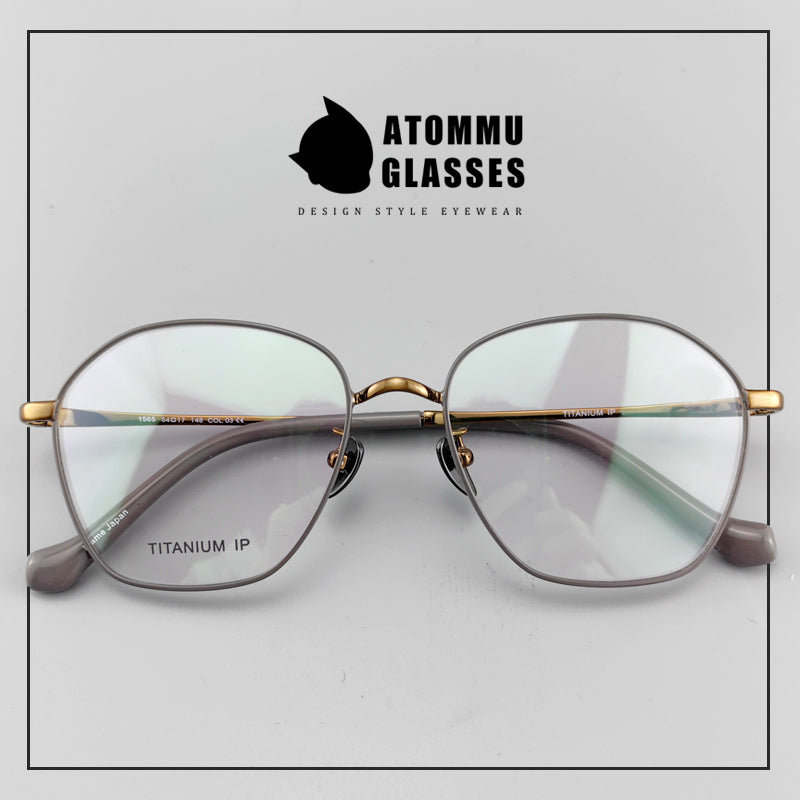 Pure titanium retro clip-on glasses EO-1565