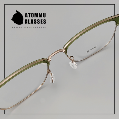 Pure Titanium Browline Eyeglass Acetate Browline transparent frame glasses - EO-804