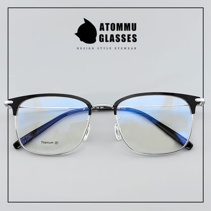 Pure Titanium Browline Eyeglass Acetate Browline transparent frame glasses - EO-804