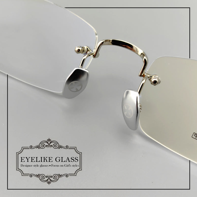 Gothic-Style Rimless Pure Titanium Glasses | Unisex Chrome Hearts-Inspired Frames - EO-637