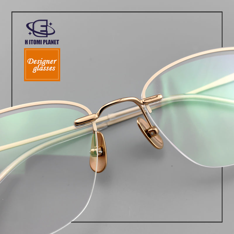 Elegant Women's Cat-Eye Rimless Glasses with Pure Titanium Frame - EO-62012