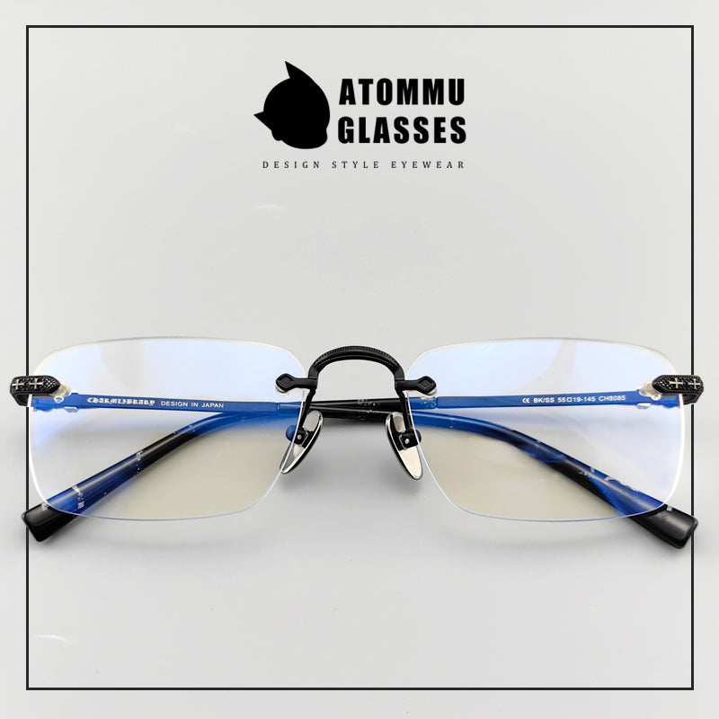 Chrome Hearts Style Rimless Glasses - Premium Acetate Temples & Pure Titanium Frame - EO - 8085