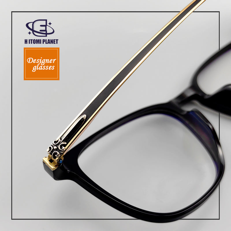 High Quality Acetate Full rim Glasses with Pure Titanium Metal Parts, Medieval Style Design - EO-839