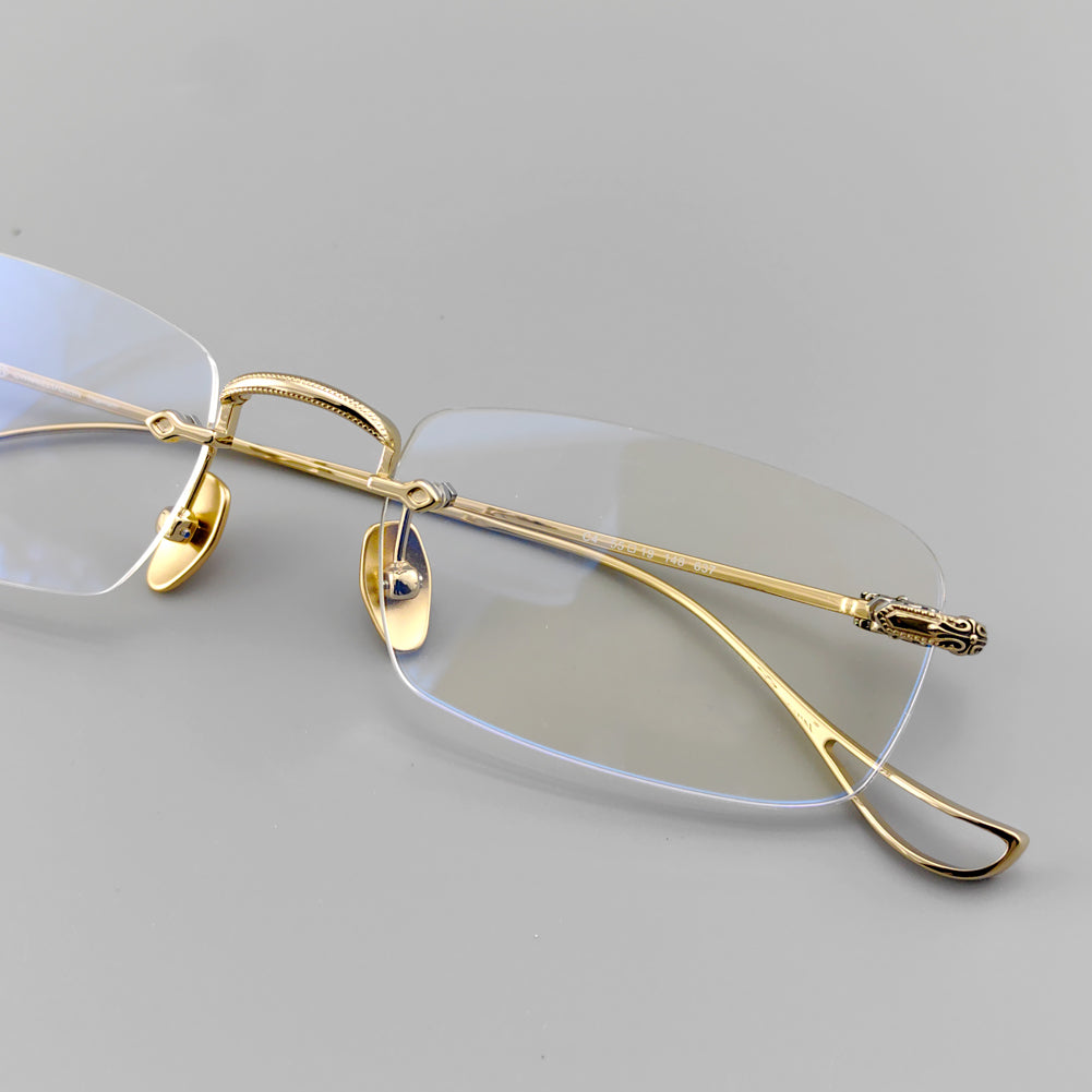 Designer Pure Titanium Rimless Eyeglasses - EO-637