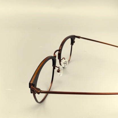 Wooden & Pure Titanium Browline Eyeglasses EO-8106