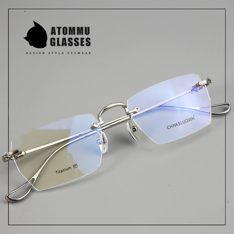 Designer Pure Titanium Rimless Eyeglasses - EO-637