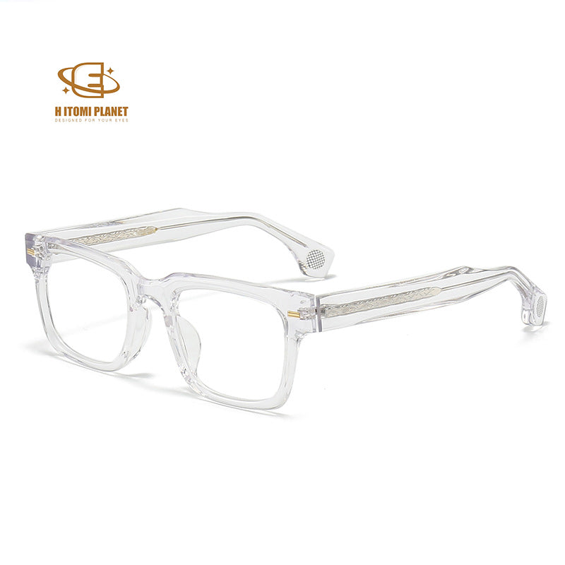 Bold 8.0mm Acetate Eyeglass Frame | Square-Cut Design | Unisex Blue Light Blocking Glasses for High Prescription