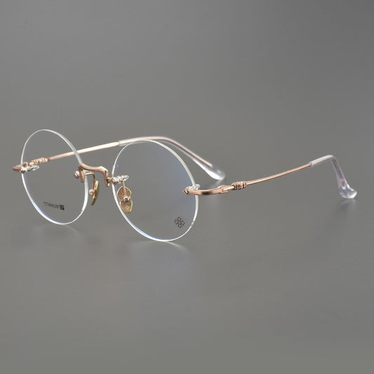 Chrome Hearts-Inspired Luxury round rimless glasses | Ultra-Light Pure Titanium Round Frames for Men & Women