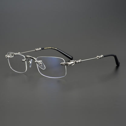 Chrome Hearts-Inspired Rimless Glasses | Handmade Titanium Alloy Eyewear | Vintage Punk Style | Ultra-Light Blue Light Blocking Frames