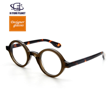 Vintage Boston Round Acetate Eyeglass Frame | Unisex Retro Design for High Prescription Lenses