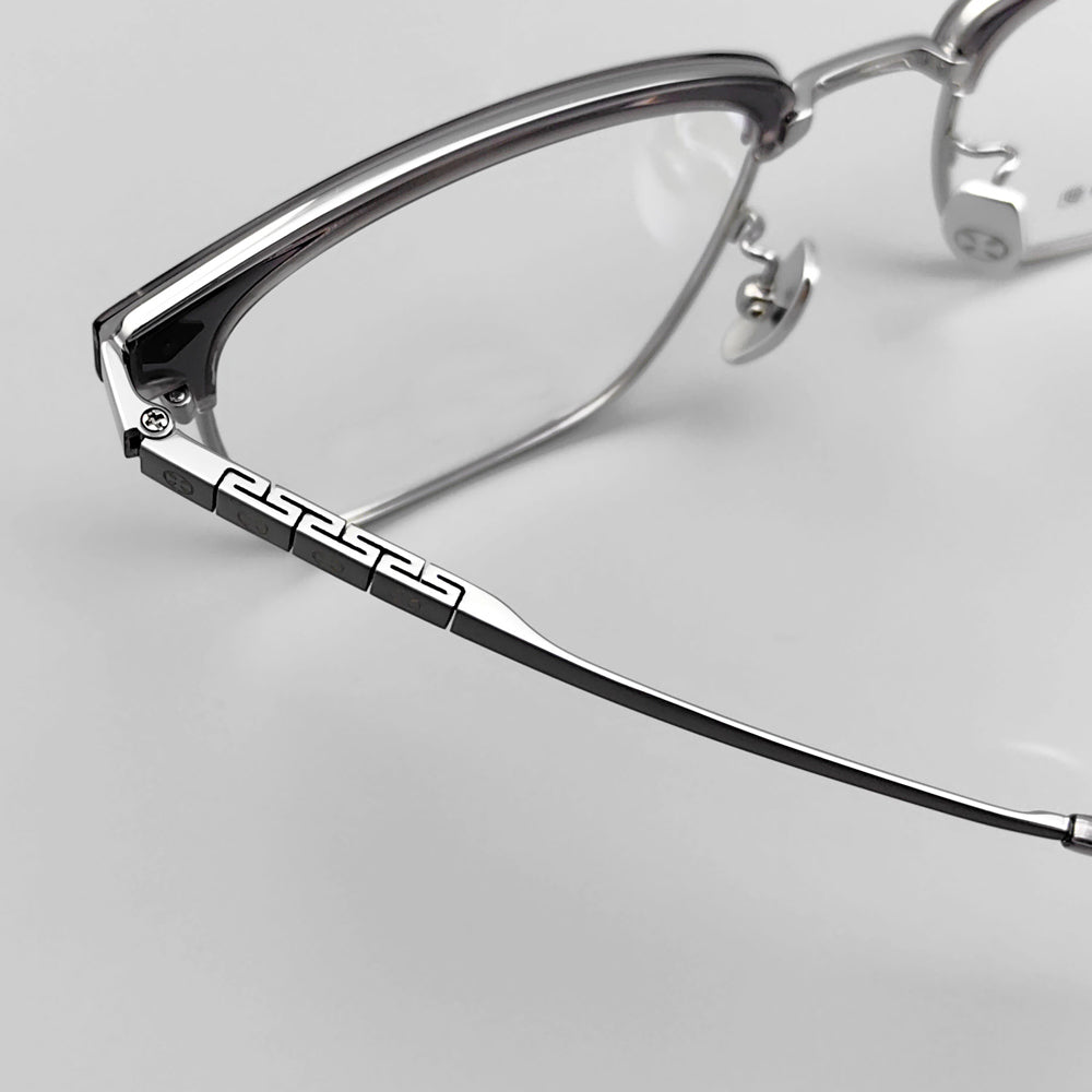 Acetate & pure titanium design Browline glasses frame EO - 650 - HP eyeglasses