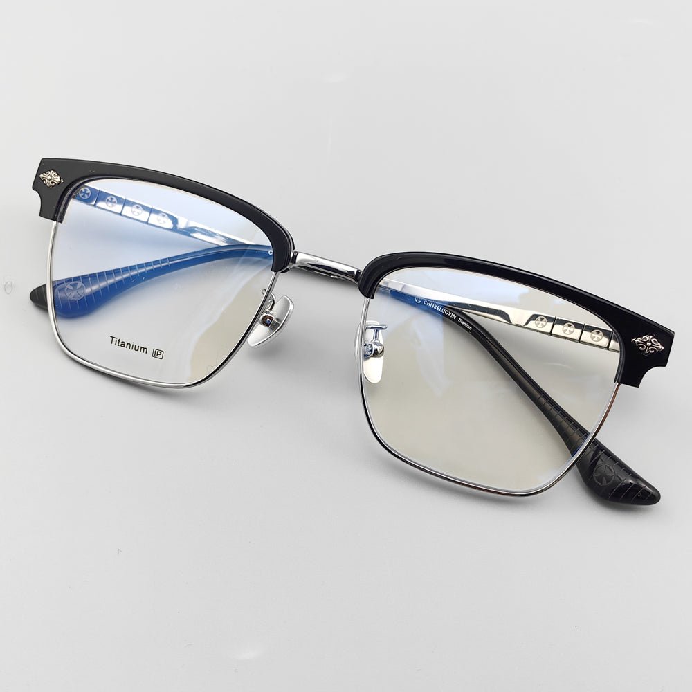 Acetate & pure titanium design Browline glasses frame EO - 650 - HP eyeglasses