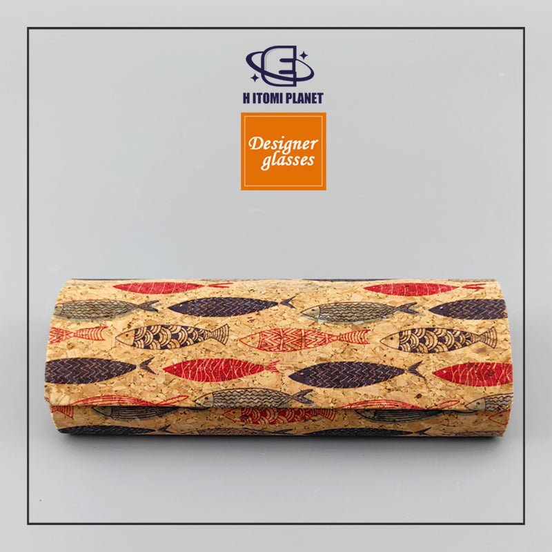 Bohemian Style Eyewear Case – Designer Original, Durable Cork Pattern PU Leather, Pressure - Resistant, Compact, and Stylish for Women and Men - HP eyeglasses