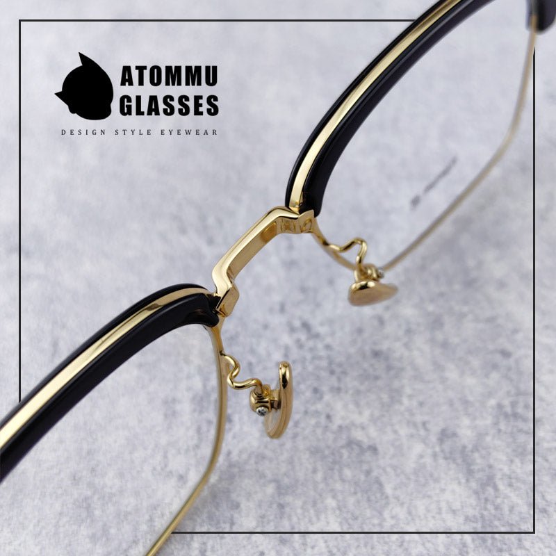 Browline Titanium Eyeglasses: Classic Browline Design with Unique Angular Floral Detailing - EO - 646 - HP eyeglasses